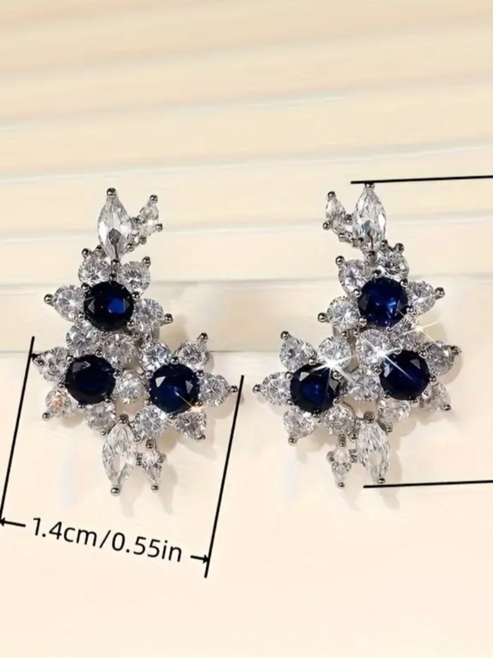 White Rhodium Blue & White Sapphire Earrings - Picture 3 of 3